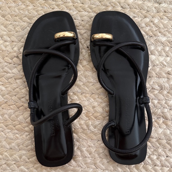 Emme Parsons Black Leather Flip Flops Size 38
